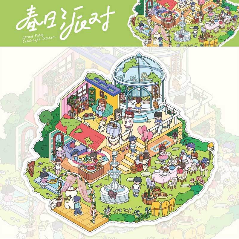 Youthful Stroll DIY 3D Scene Stickers 4 Cute Miniature Scenes(M&L)
