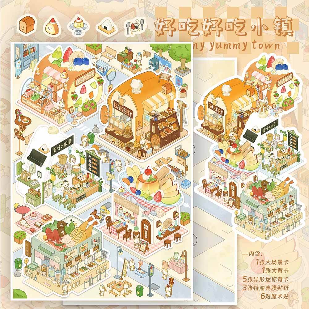 Yummy Town DIY 3D Scene Stickers Cute Miniature Scenes(L)