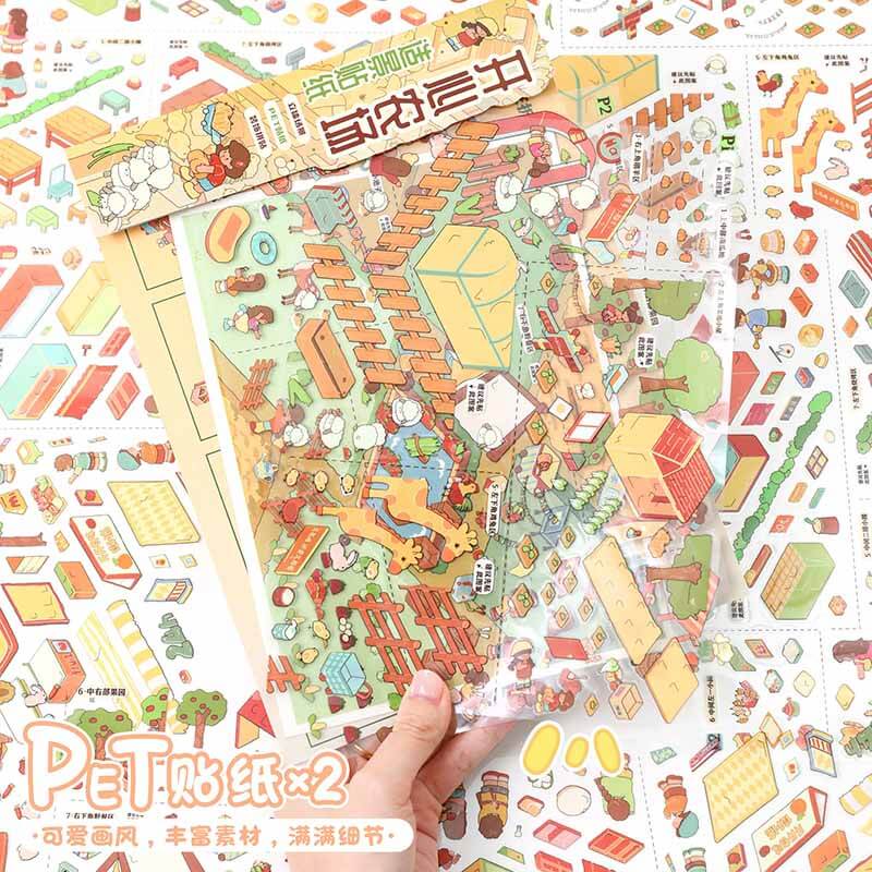 Food Carnival DIY 3D Scene Stickers 2 Cute Miniature Scenes(L)