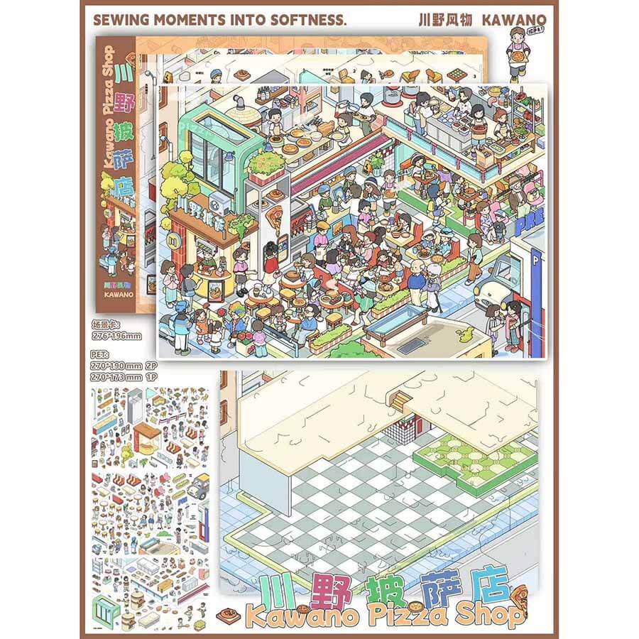 Food Corner DIY 3D Scene Stickers 3 Cute Scenes(XL)