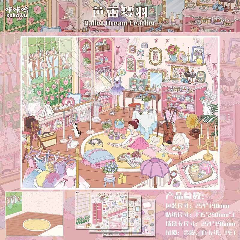 Dream Waltz DIY 3D Scene Stickers 3 Cute Miniature Scenes(L)