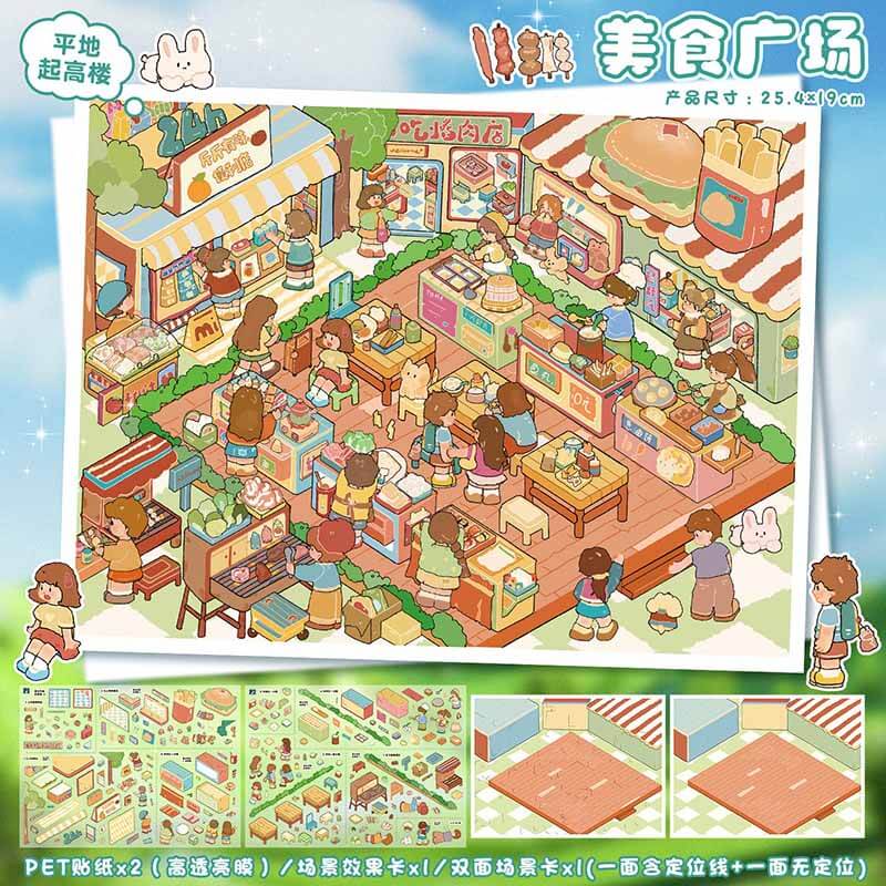 Food Carnival DIY 3D Scene Stickers 2 Cute Miniature Scenes(L)