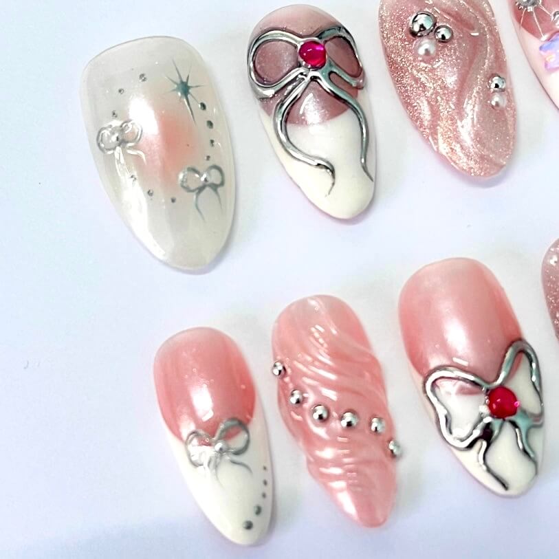 Art Garden Press On Nails Bow Bow Bow - Beauty Art Garden