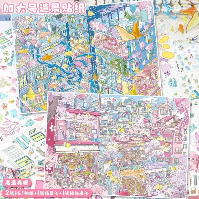 Ocean Fantasy DIY 3D Scene Stickers 2 Cute Miniature Scenes(XXL)