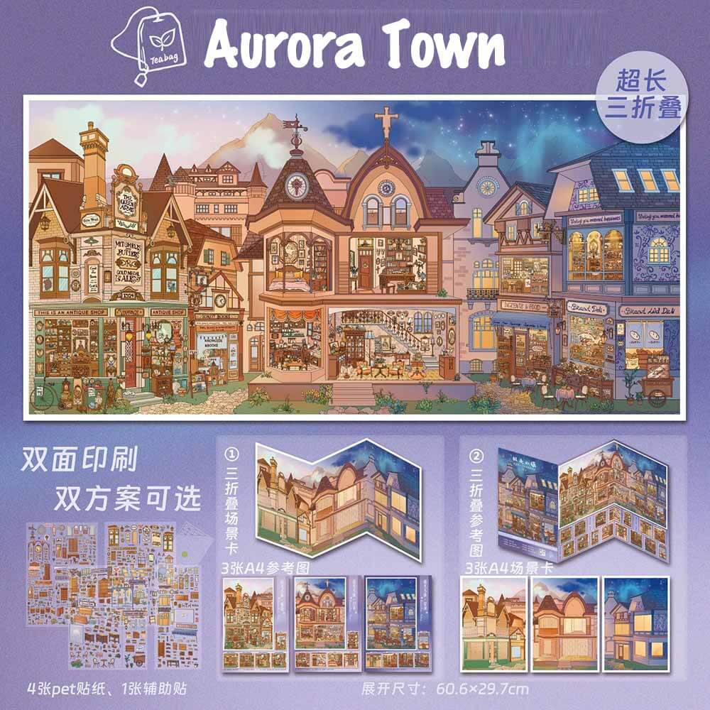 Aurora Town DIY 3D Sticker Cute Miniature Scenes(XXL)
