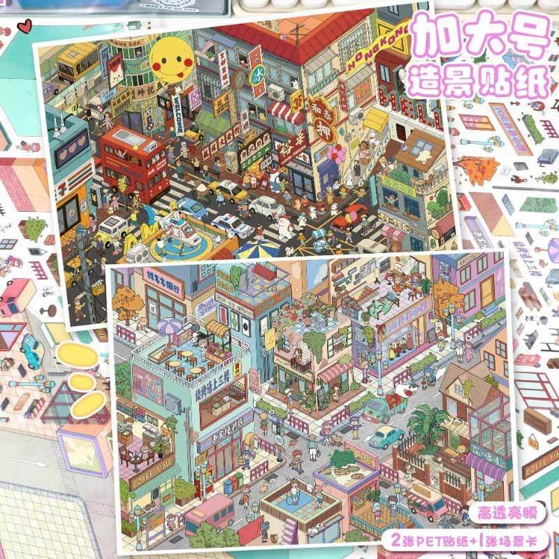 Urban Colors DIY 3D Scene Stickers 2 Cute Scenes(L)