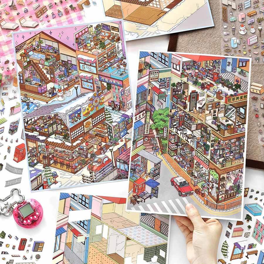 Street and Spring DIY 3D Sticker 2 Cute Miniature Scenes(L)