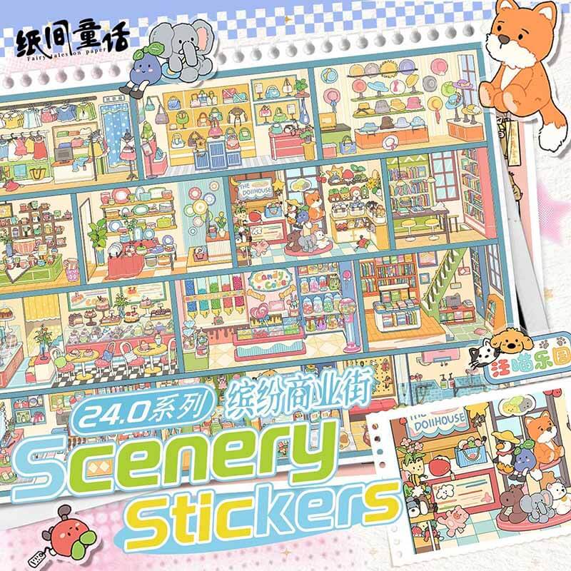 Four Seasons Street DIY 3D Scene Stickers 2 Cute Scenes(L)
