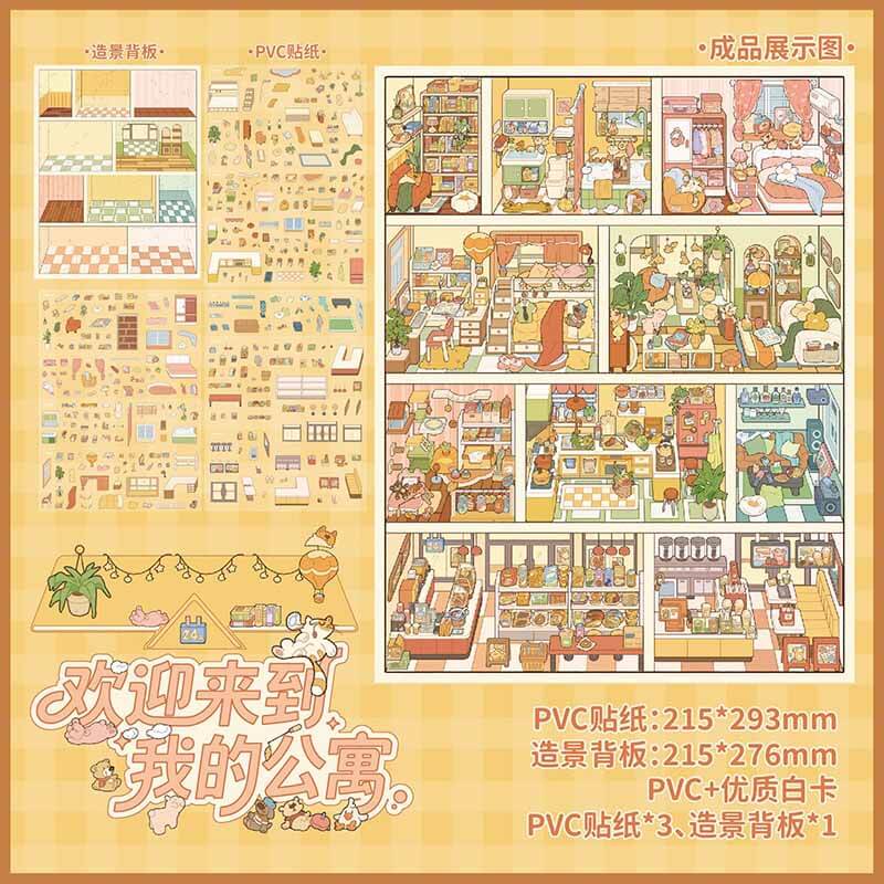 Apartment Life DIY 3D Scene Stickers 3 Cute Scenes(L)