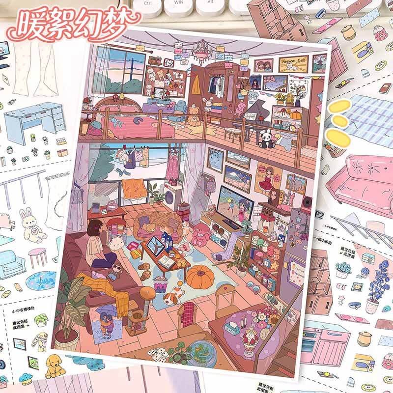 Cloud Fantasy DIY 3D Scene Stickers 2 Cute Scenes(L)