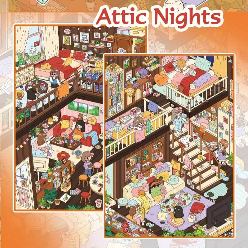 Attic Nights DIY 3D Scene Stickers 2 Cute Miniature Scenes(L)