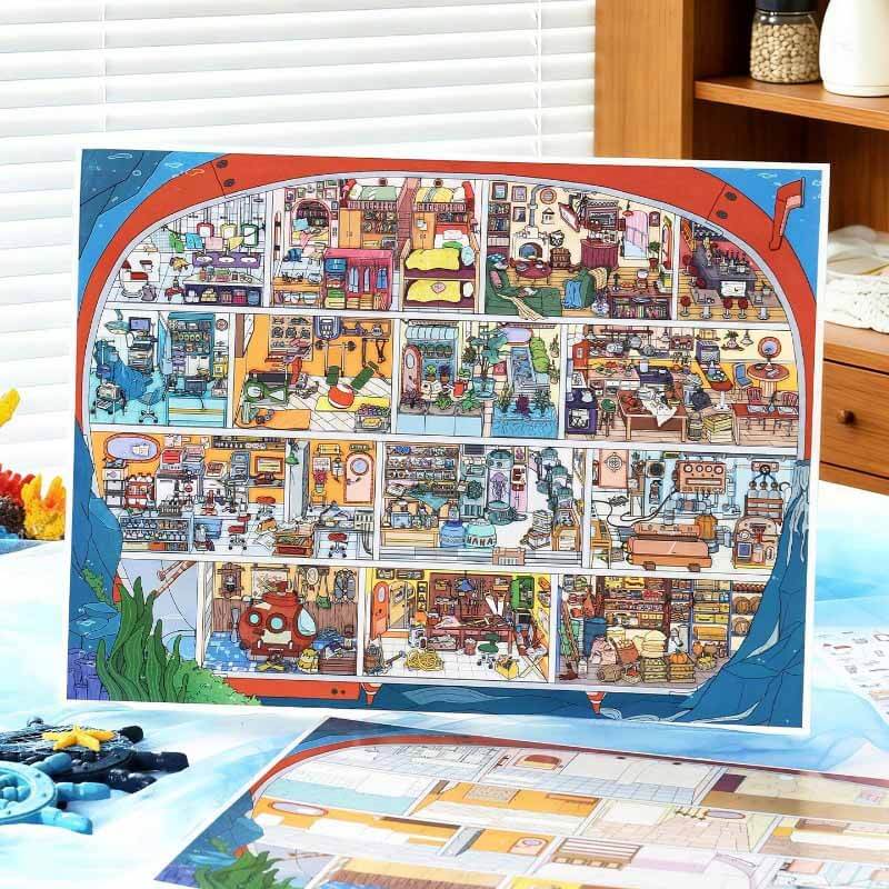Submarine Room DIY 3D Sticker Cute Miniature Scenes(xL)