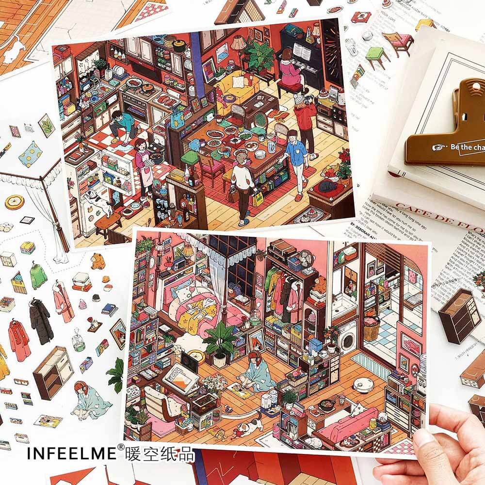 Social Contrast DIY 3D Scene Stickers 2 Cute Scenes(L)