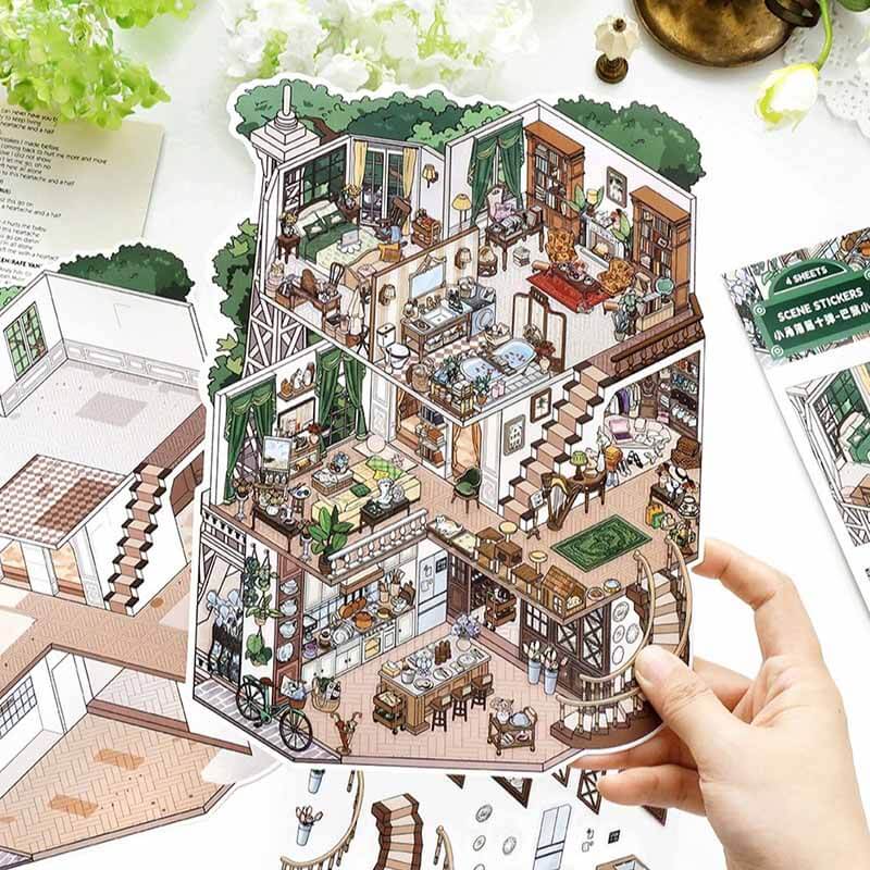 French Living DIY 3D Scene Stickers 2 Cute Scenes(L)