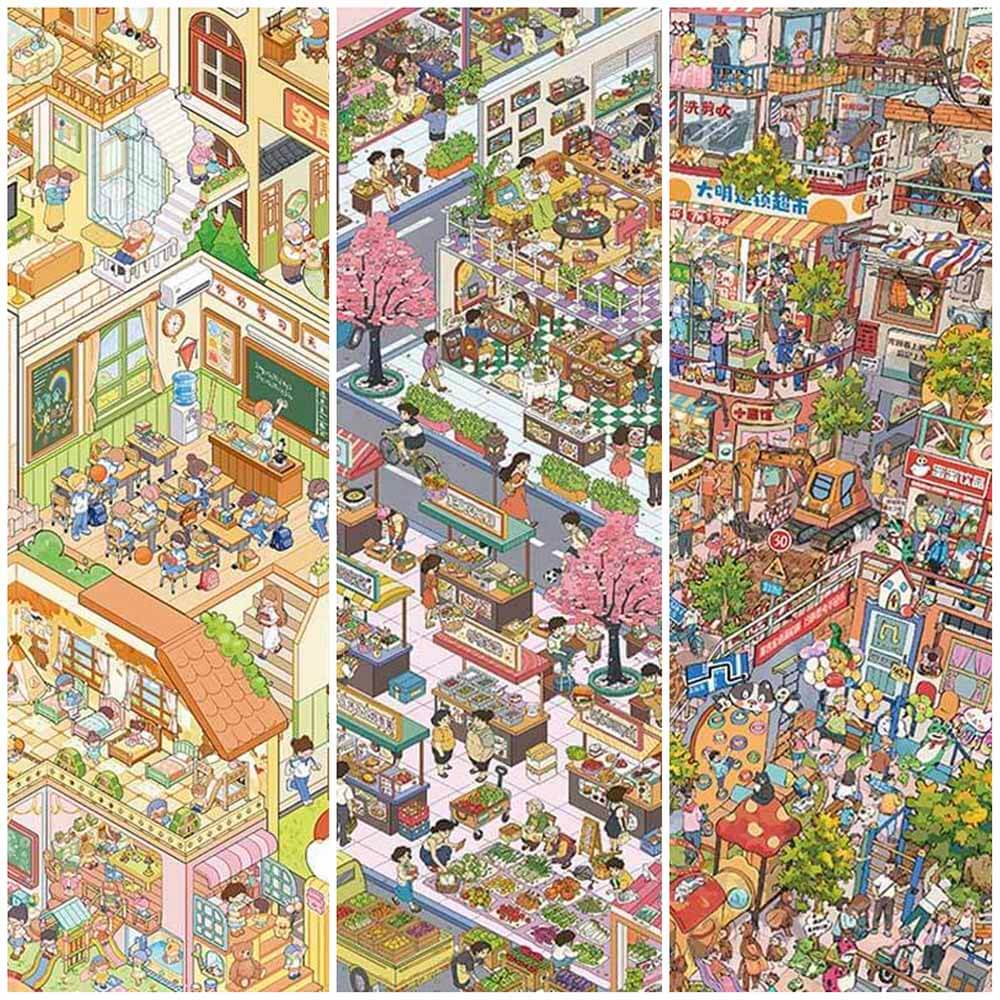 Town Flavor DIY 3D Scene Stickers 3 Cute Scenes(XL)