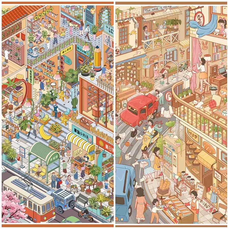 Neighborhood Life DIY 3D Scene Stickers 2 Cute Scenes(xL)