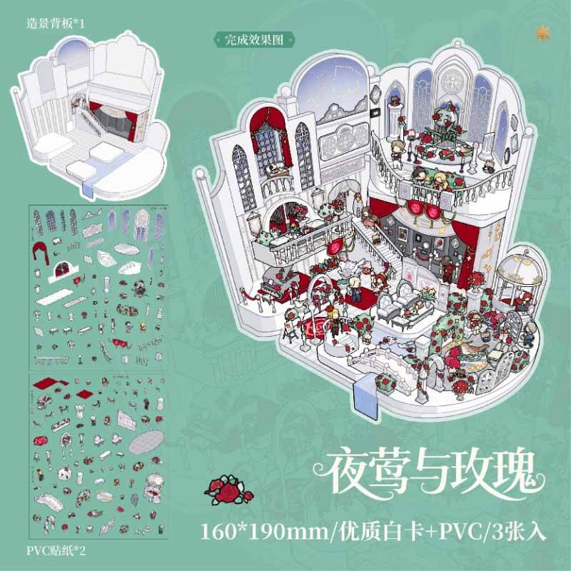 Nocturne Tales DIY 3D Scene Stickers 2 Cute Miniature Scenes