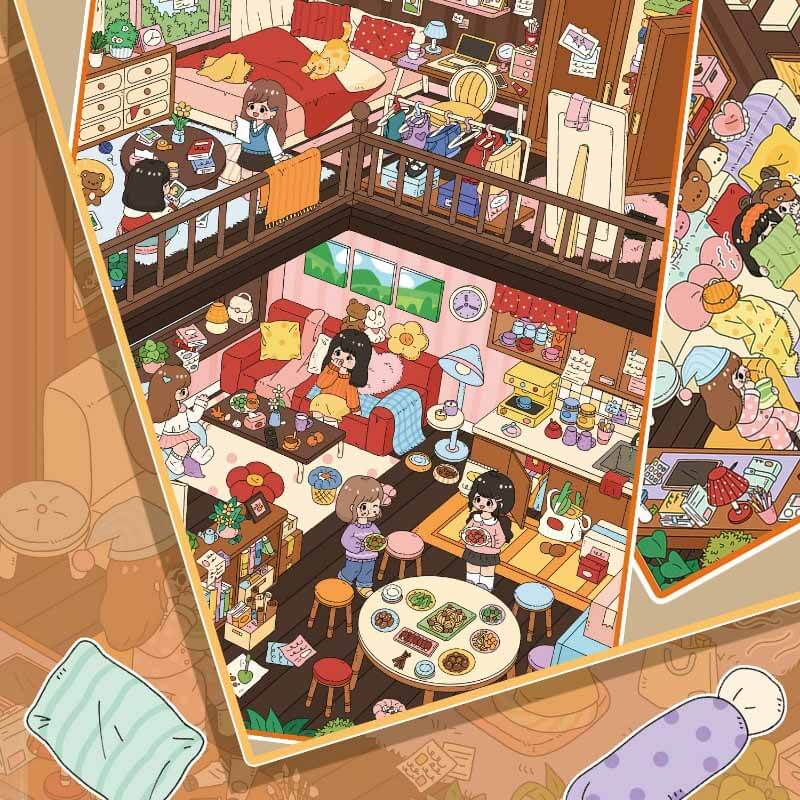 Attic Nights DIY 3D Scene Stickers 2 Cute Miniature Scenes(L)