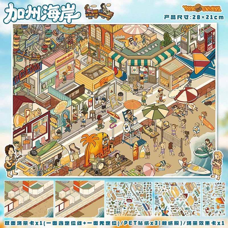 Coastal Journey DIY 3D Sticker 2 Cute Miniature Scenes(L)