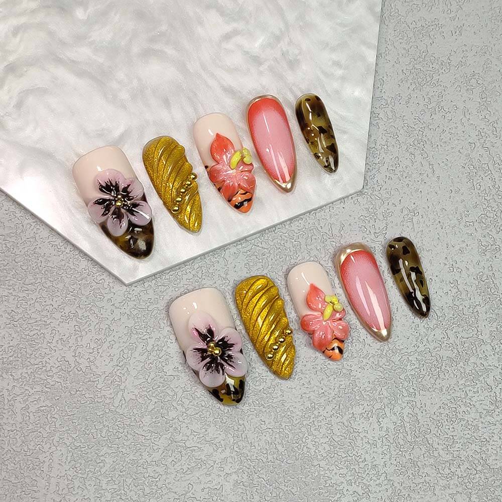 Art Garden Press On Nails Gilded Sundown 21