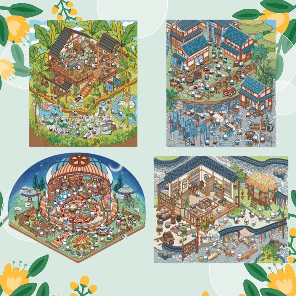 Chinese Famous Scenery DIY 3D Scene Stickers - 4 Cute Miniature Scenes