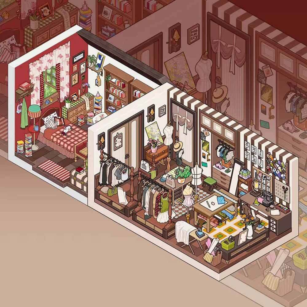 Feld Town DIY 3D Scene Sticker Collection - 6 Cute Miniature Scenes