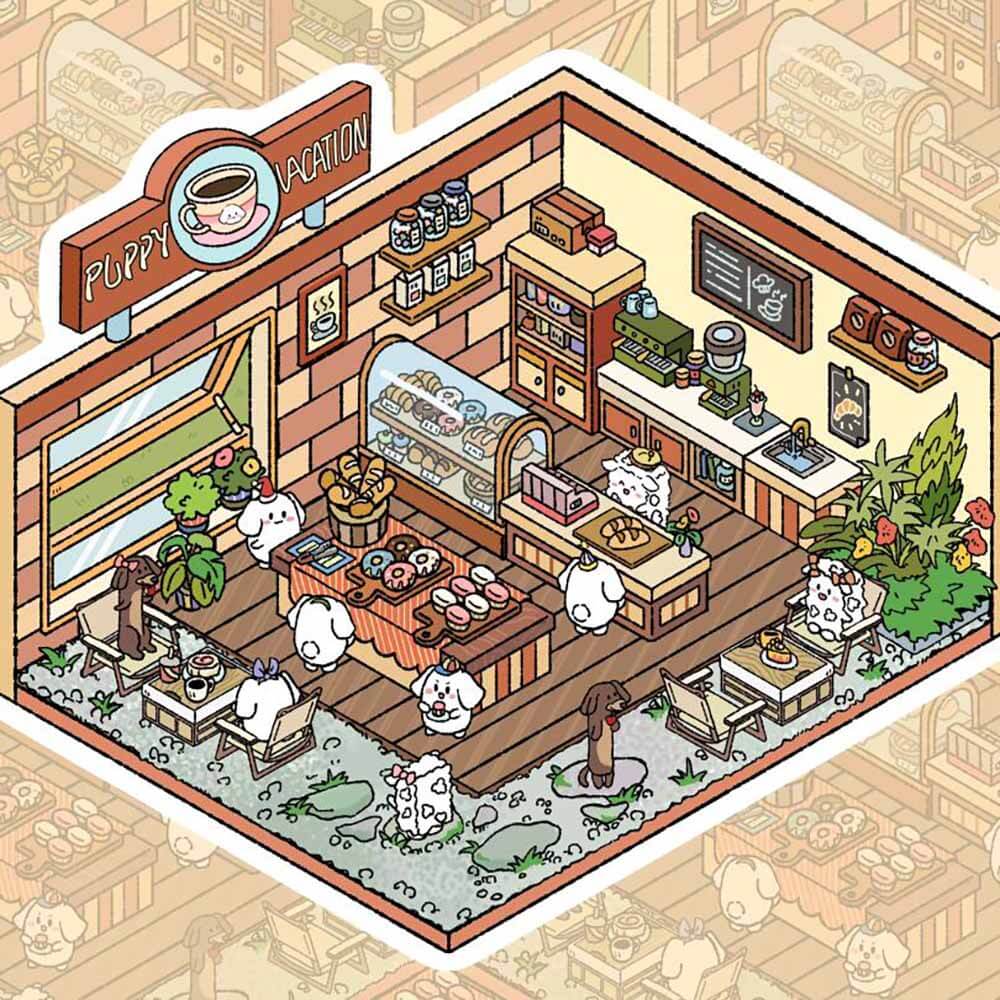 Cute Fat Puppy 2.0 Sticker Scenes - 6 lovely miniature scenes